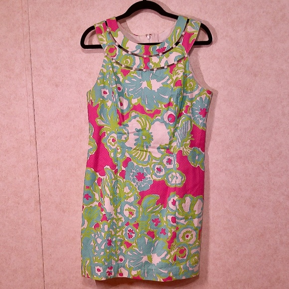 NWOT Lilly Pulitzer Lindy Beaded Shift Mini Dress Floral,Lined Women's Size 10 - Picture 1 of 12